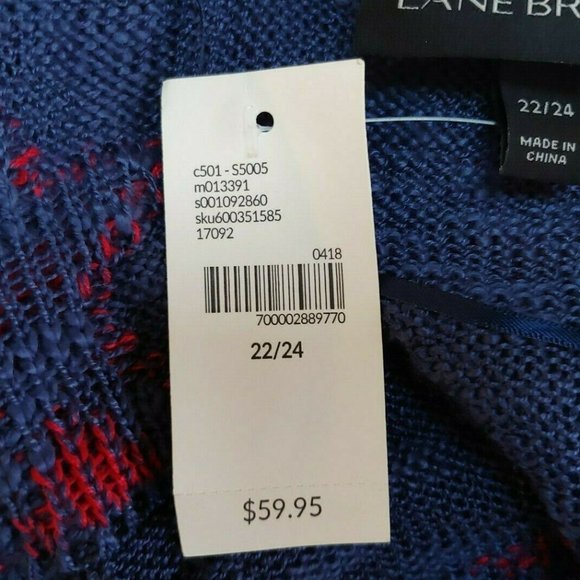 Lane Bryant Sleeveless Sweater 22 24 Open Front Star Embroidered Blue 3X - Picture 6 of 6